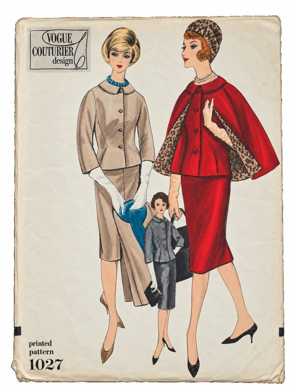 Vintage Vogue Couturier 1960s Suit Cape Pattern 1027 Size 14 Bust 34 Silk Label